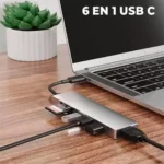 Adaptateur USB C vers HDMI, Hub USB C 6 en 1 pour ordinateur portable