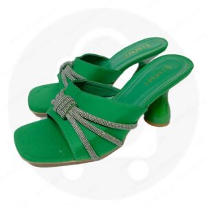 sandales vertes pour femmes avec des strass