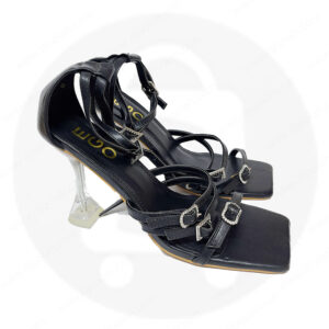 Sandales noires à talon transparent chaussure femme
