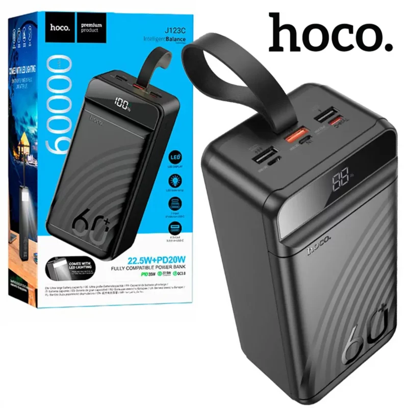 Power bank hoco J123C Element 22.5W 60000mAh – Noir