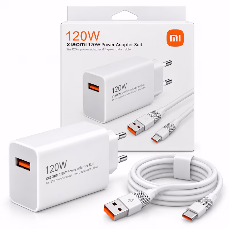 Chargeur Xiaomi 120W HyperCharge blanc avec câble USB-C au Cameroun