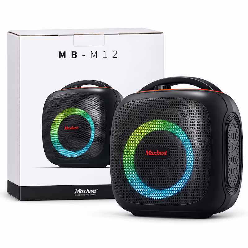 Enceinte Bluetooth portable Maxbest MB-M12 80W avec batterie 8000mAh et éclairage LED au Cameroun