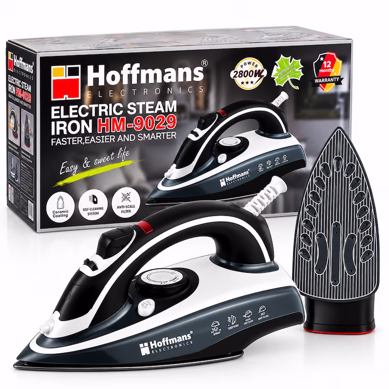 Fer à repasser vapeur Hoffmans HM-9029 2800W avec semelle en céramique et réservoir de 400 ml au Cameroun